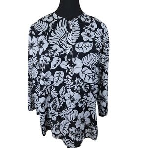 Vintage Lauren Ralph Lauren Cotton Henley Womens Blouse Size Large‎ Floral Boho